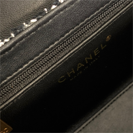 Chanel-Large Woolen Fabric Diamond Grid Coarse Nylon Bead Cloth Handbag