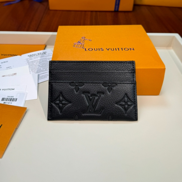 LV-Embossed Card Clip Wallet