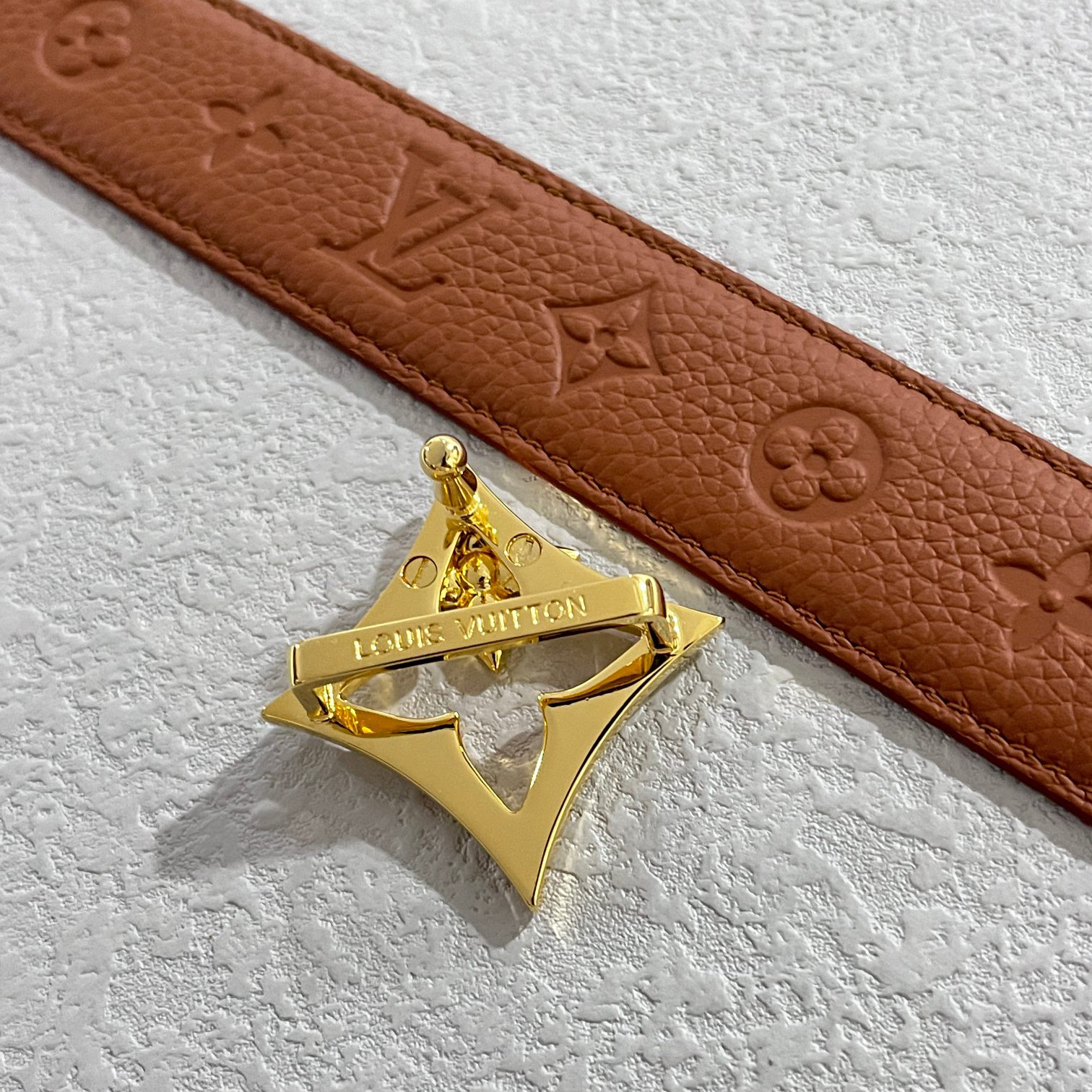 LV - Printed Reversible Smooth Buckle Leather Canvas Belt