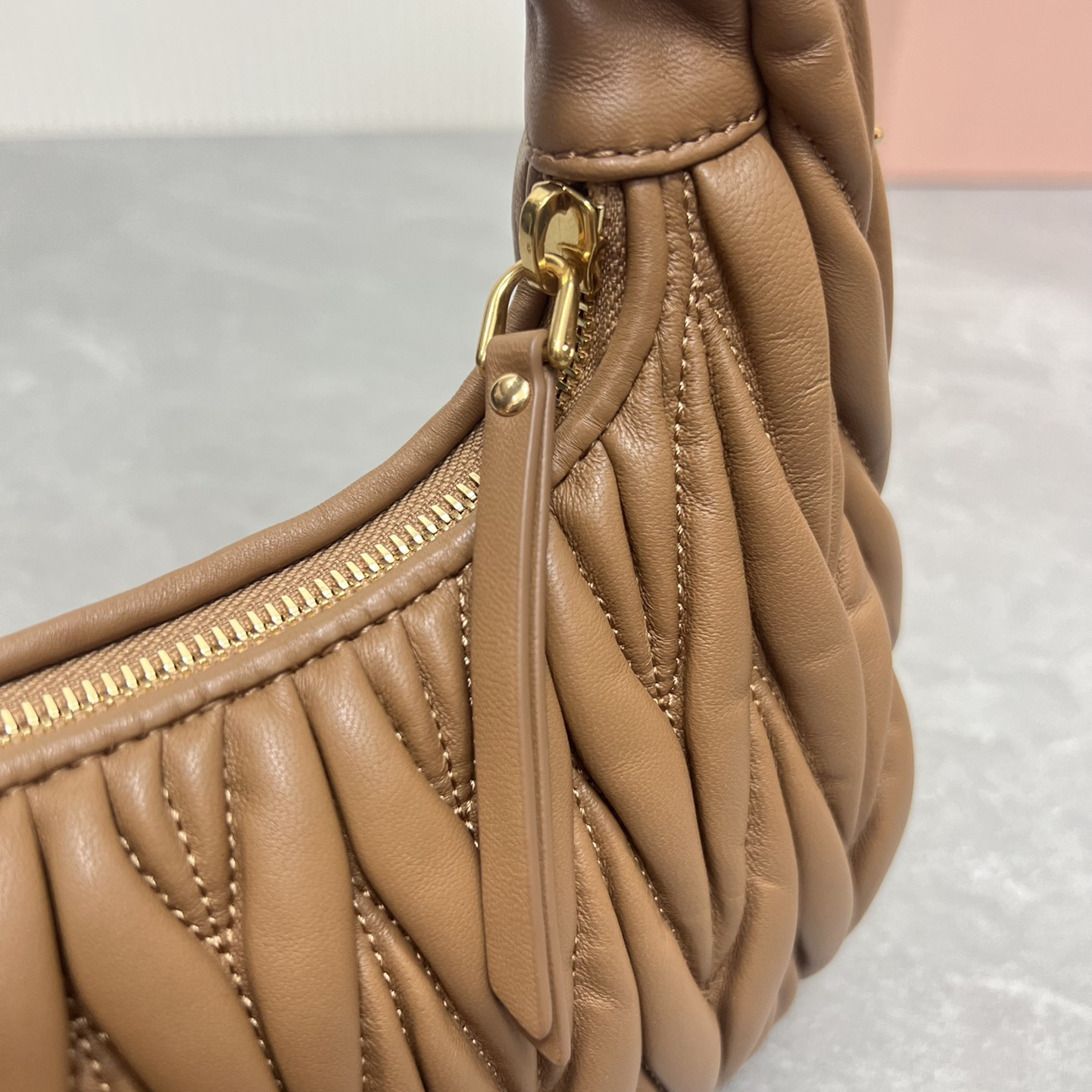 MIU MIU- Miuwander Metal Lettering Leather Women's Shoulder Crossbody Handbag