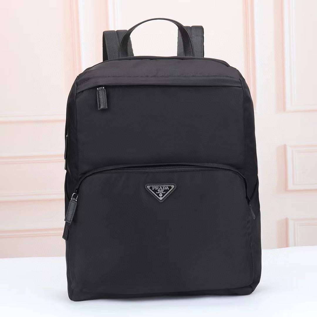 Prada-Triangle logo Safiano leather handle backpack