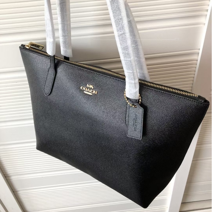 Coach-Full Leather Zipper Tote Bag