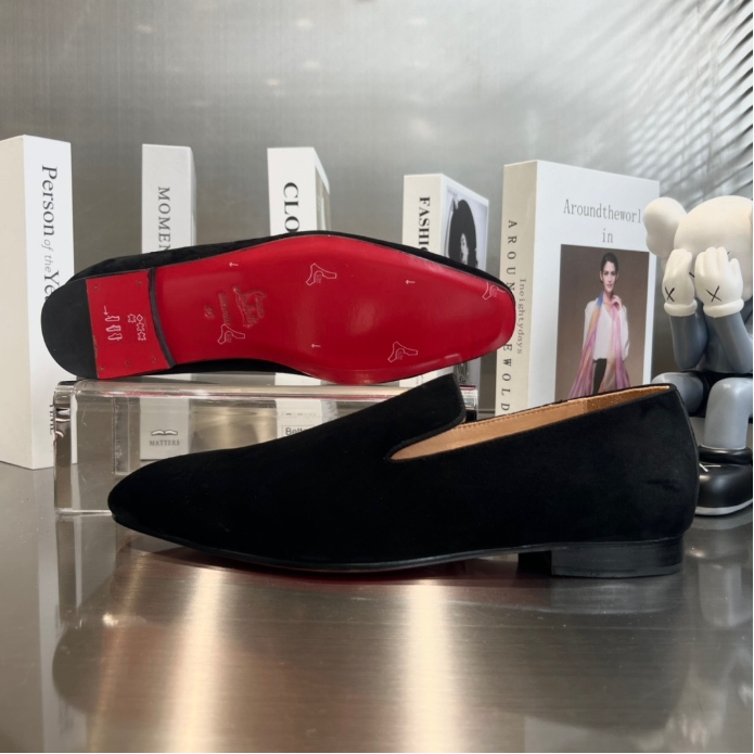 Christian Lubotin-Black Velvet Loafers