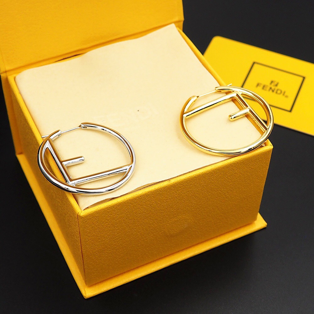 FENDI-Two tone earrings with large circle letters