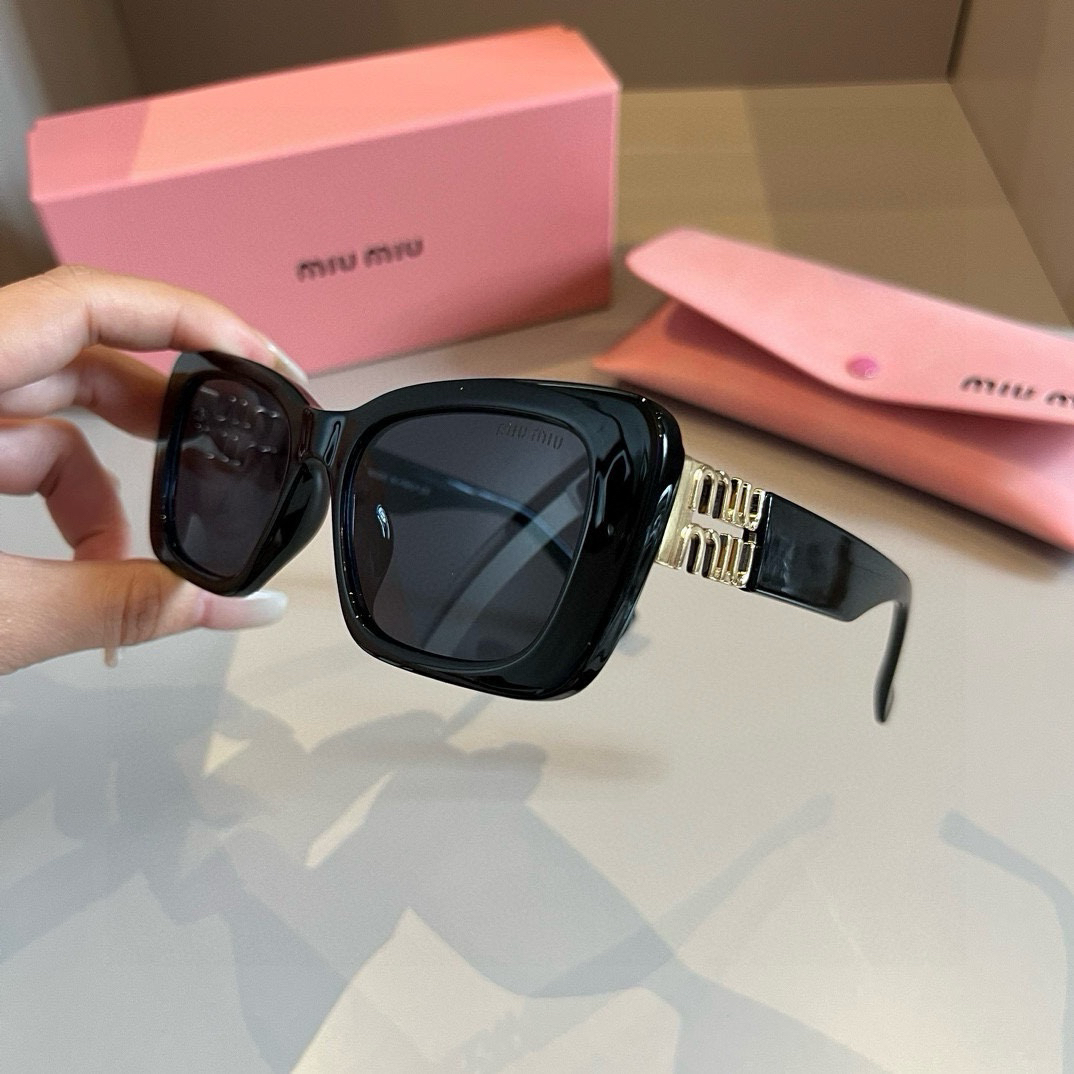 MiuMiu-2024 New Side Gold Logo Sunglasses
