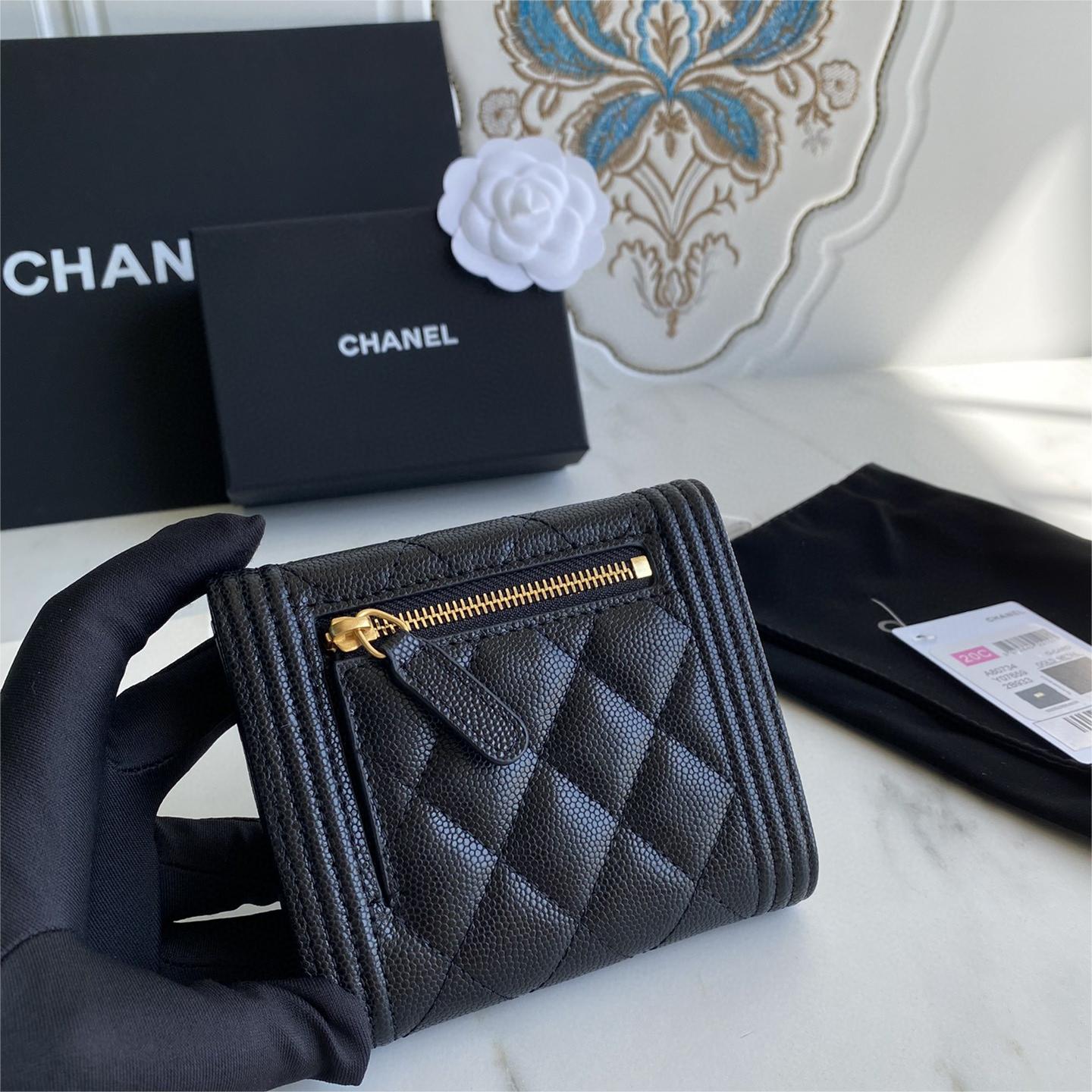 Chanel-Imported particle embossed cowhide wallet