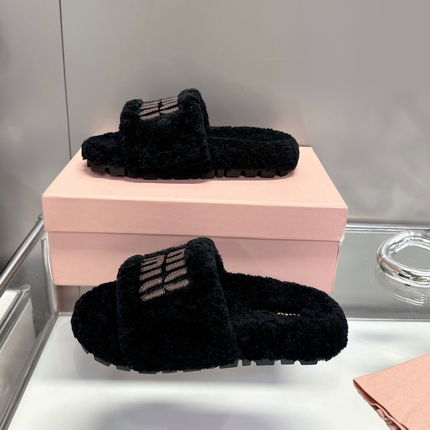 MIU MIU - Thick-soled Furry Slippers