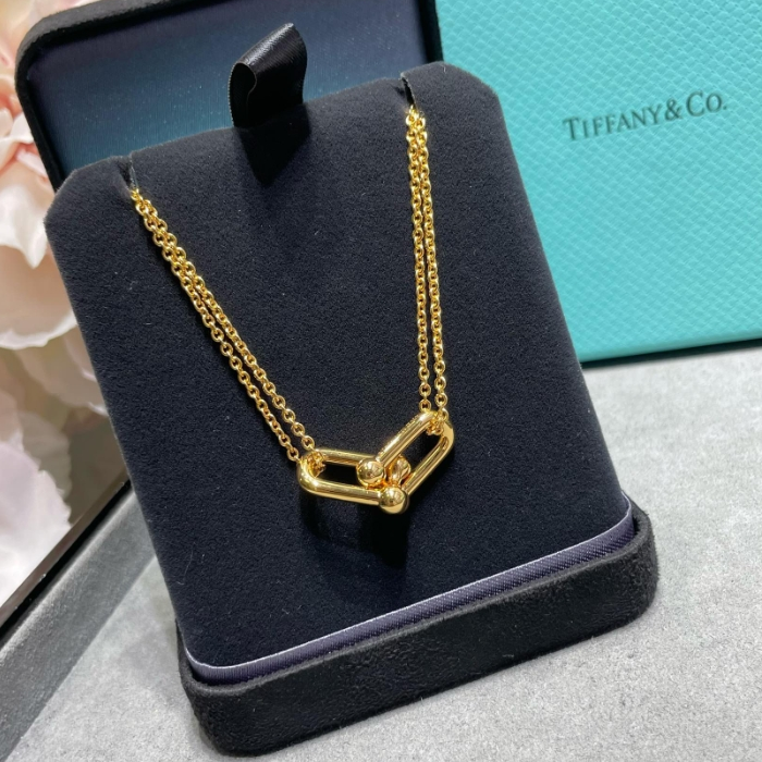 TIFFANY&Co-Double Ring Smooth Horseshoe Buckle Necklace