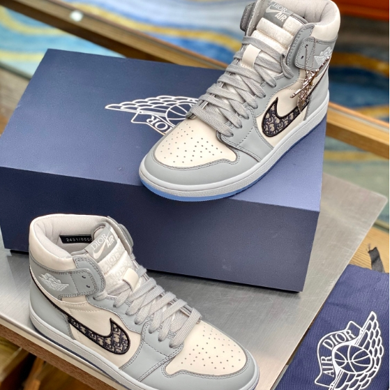 DIOR x Jordan-Calf Ceather High Top Shoes