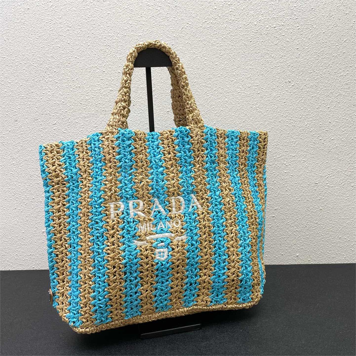 Prada-Hollow Lafite Grass Weaving Tote