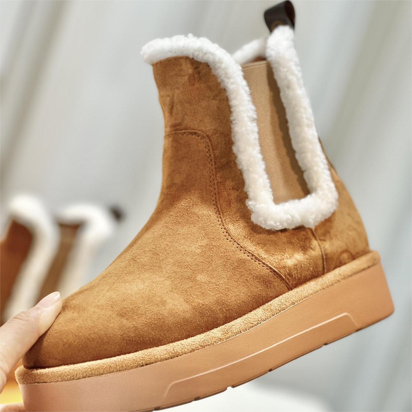 LV-Wool Thick soled Chelsea Woolen Boots