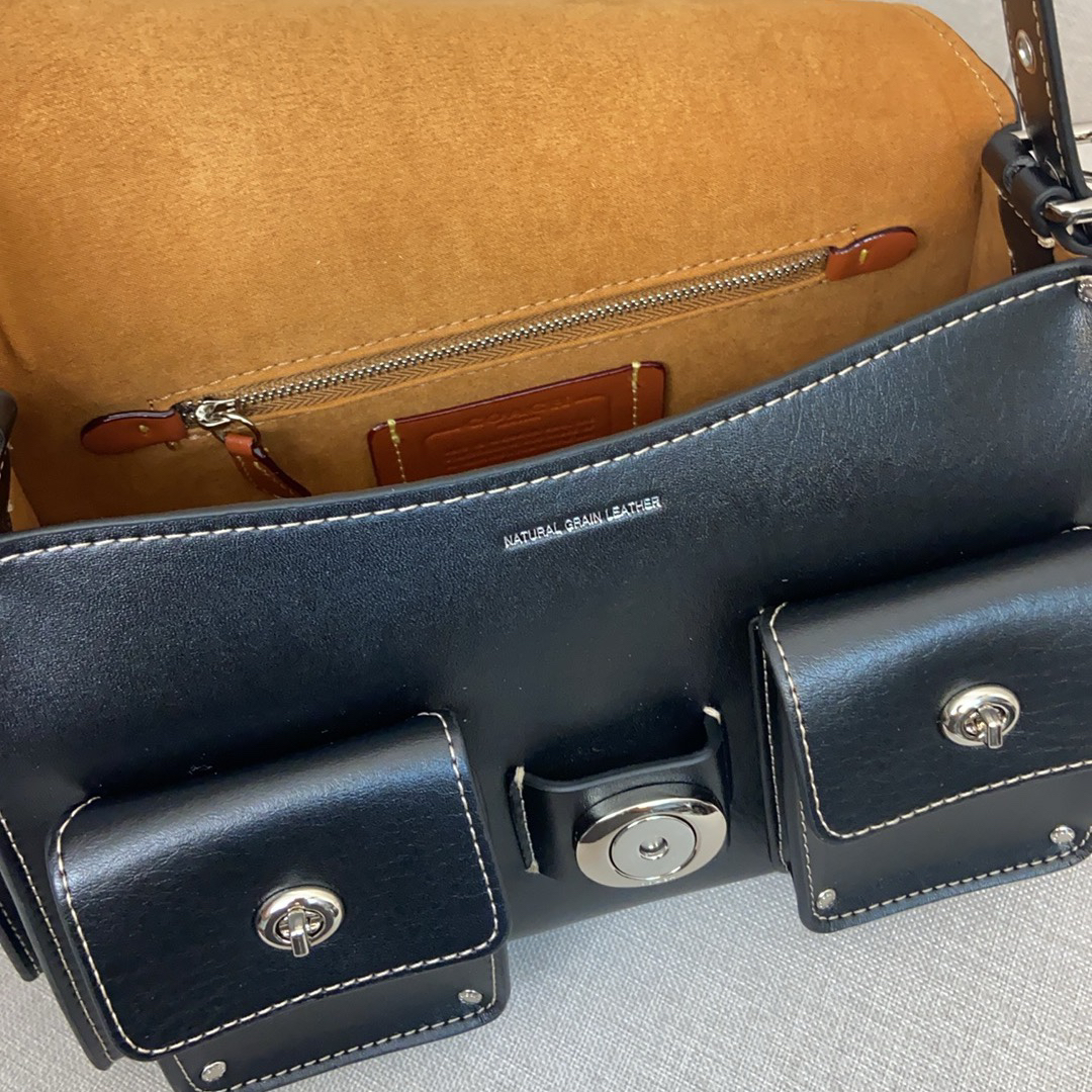 COACH - CargoSoft Tabby 26 Silver Metal Micro Logo Leather Underarm Shoulder Tote