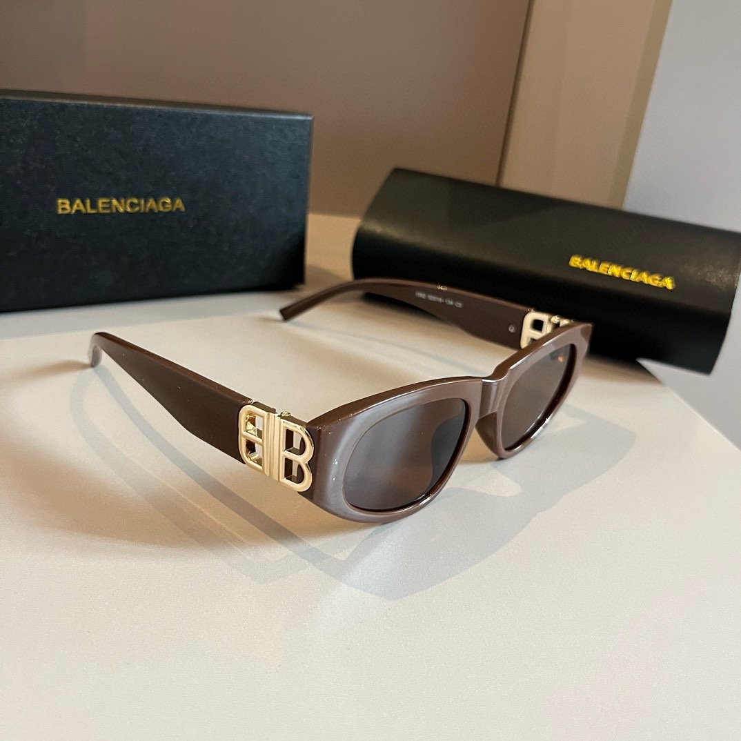 Balenciaga-Retro flat frame leaf shaped Sunglasses