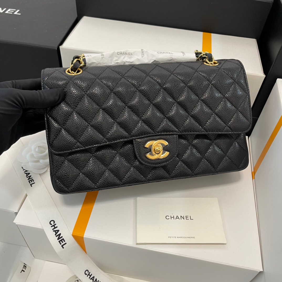 Chanel-Classic Caviar Leather Flip Bag