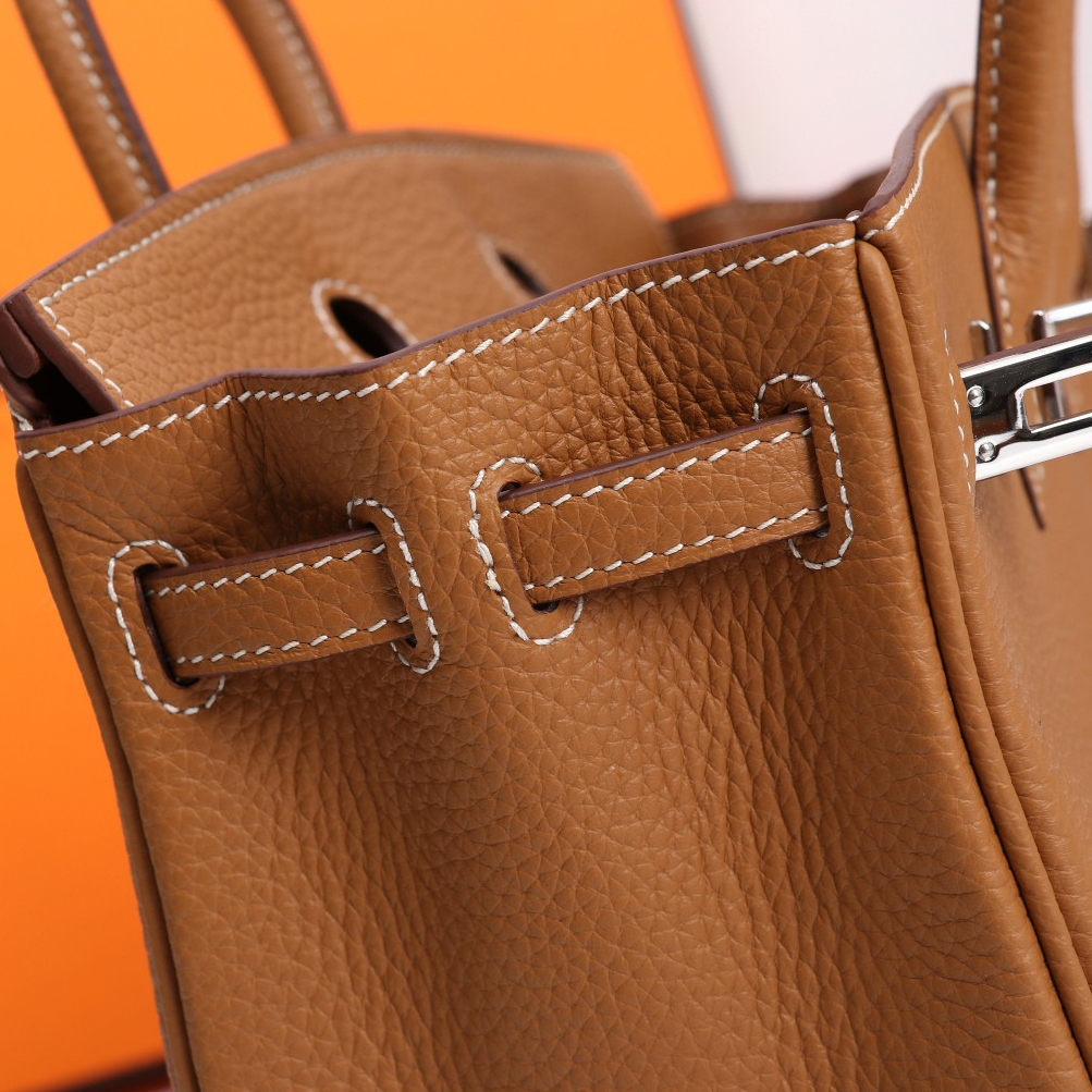 HERMES- Birkin 25 Silver buckle Gold buckle Brown Handbag