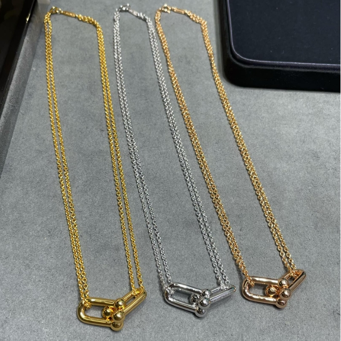 TIFFANY&Co-Double Ring Smooth Horseshoe Buckle Necklace