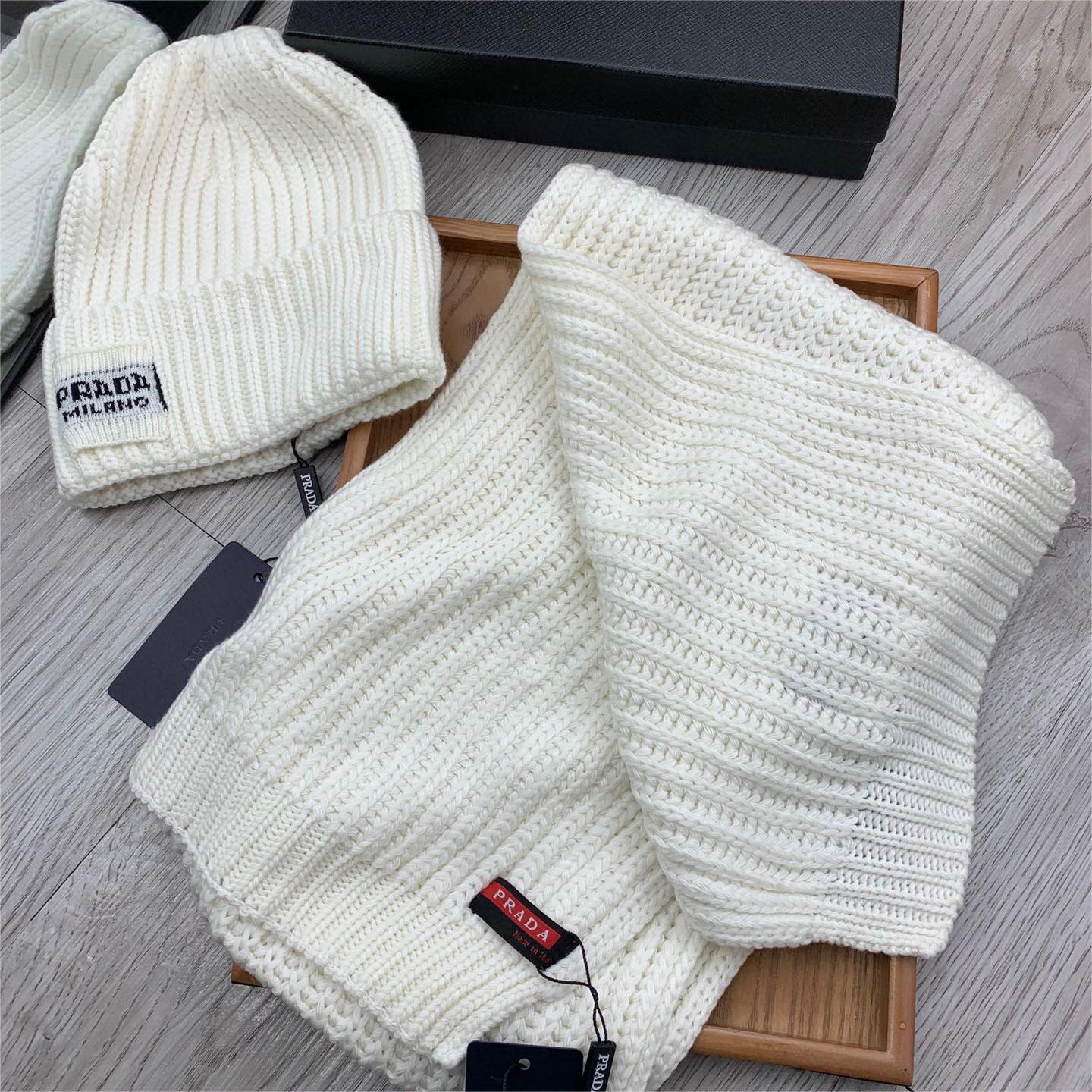 Prada-Wool Knitted Hat Scarf