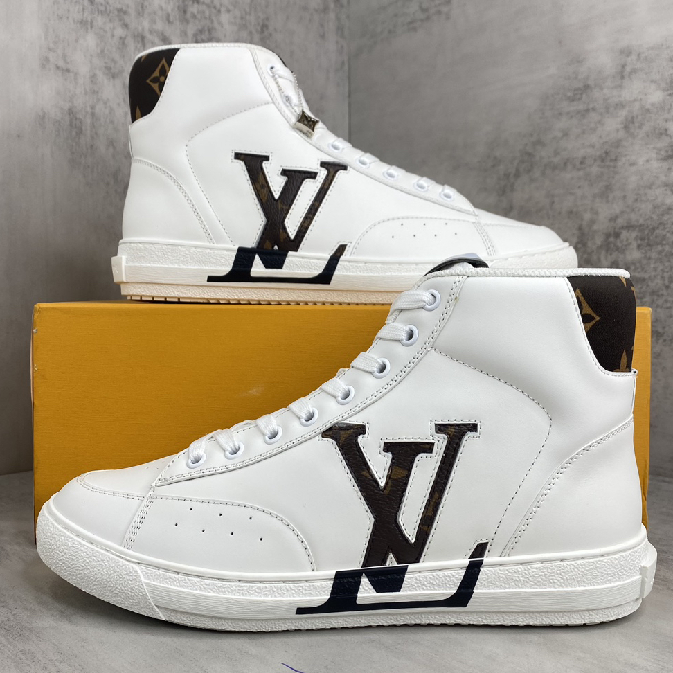 LV - Charlie Round Toe Lace Up High Top Board Shoes