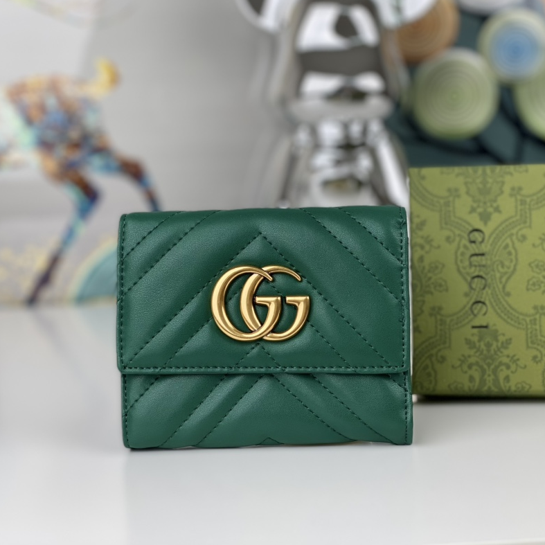 GUCCI - GG Marmont Quilted Leather Short Folding Wallet