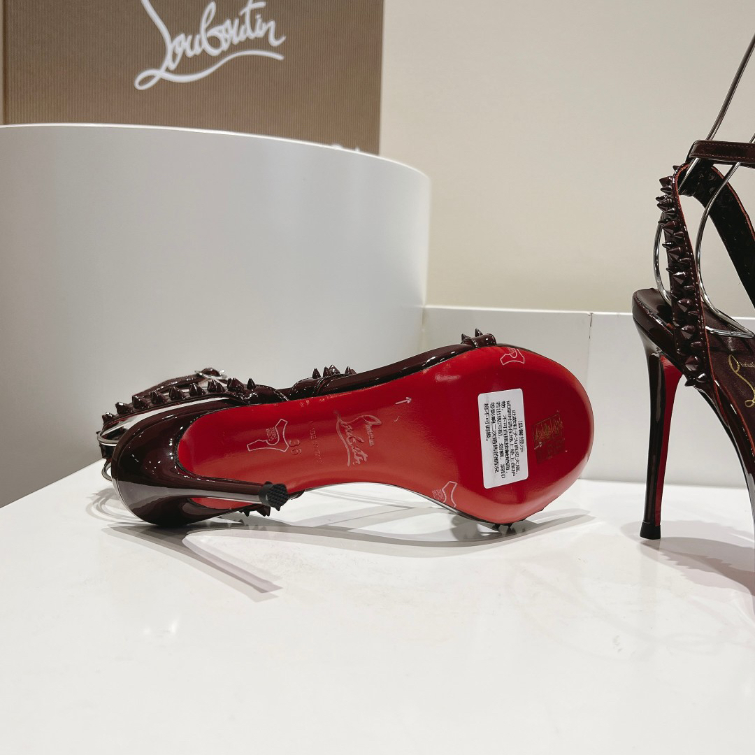 Christian Louboutin-Diagonal studded high-heeled sandals