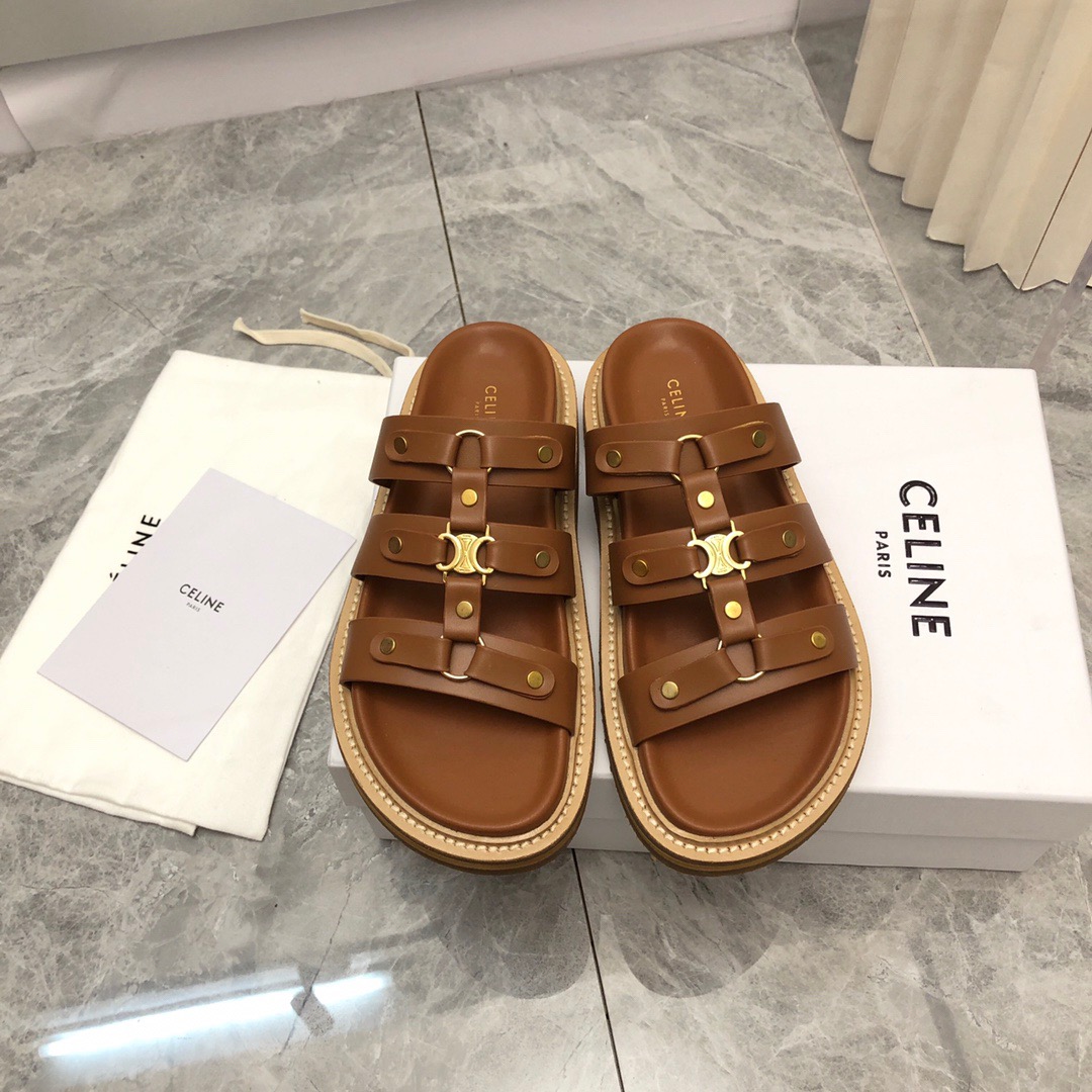 Celine-Material Material Logo Slippers
