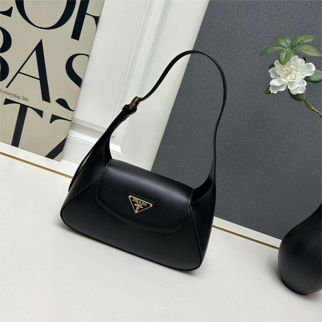 Prada-Small size French stick leather handbag with foreskin