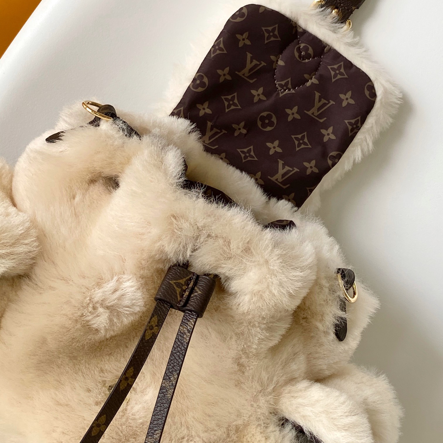 LV - SKI - Nano Teddy Removable and Adjustable Strap Shearling Backpack