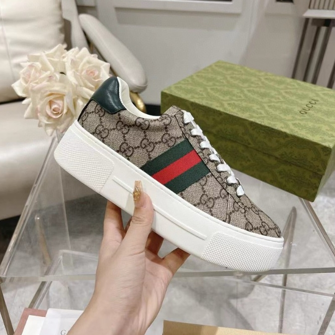 Gucci-Casual Thick Soled White Shoes