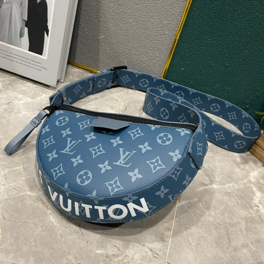 LV-Coated Canvas Half Moon Bag
