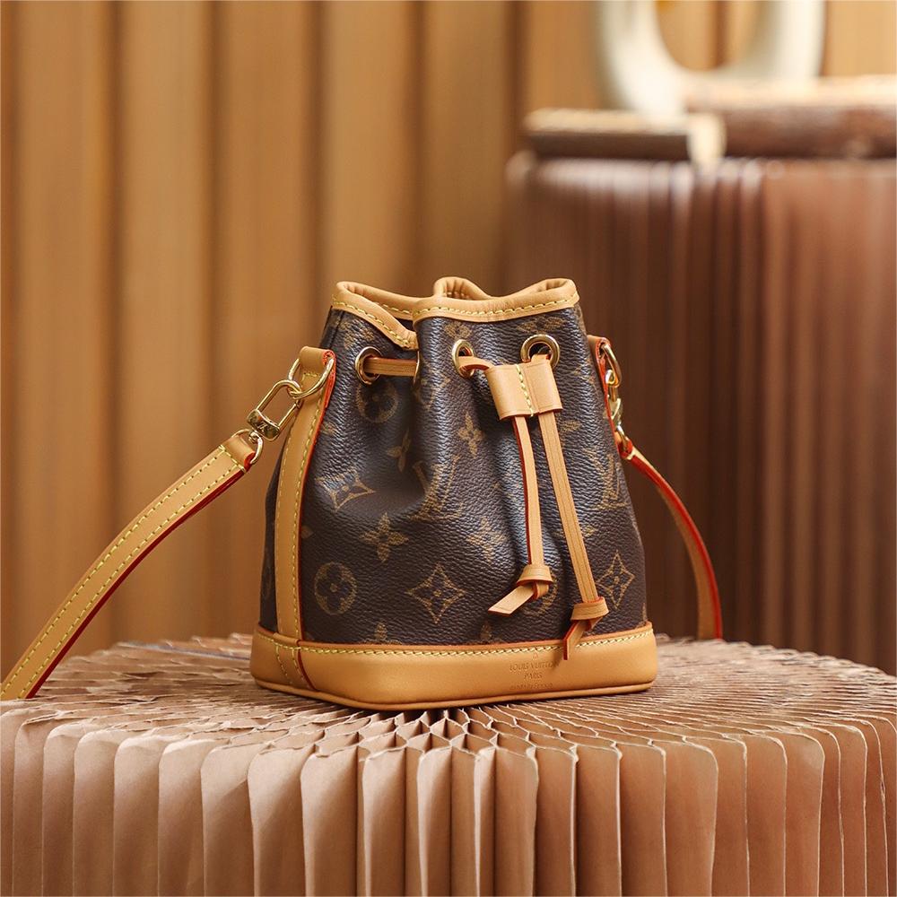 LOUIS VUITTON - LV NANO NOÉ Leather Mini Bag Brown