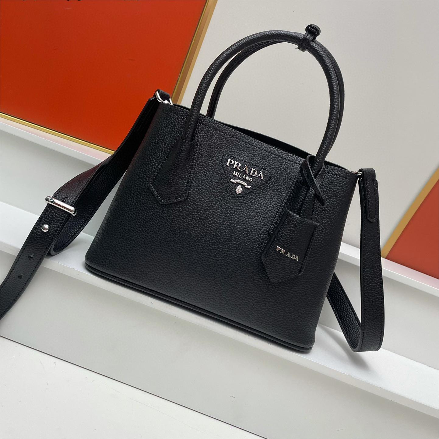 Prada-Litchi pattern double handbag