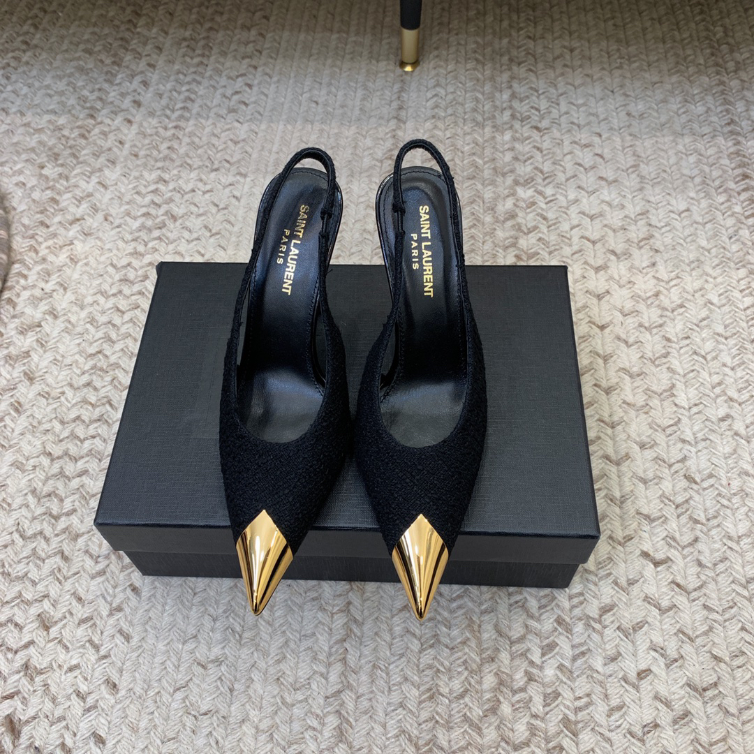 YSL-Metal pointed tip shoes