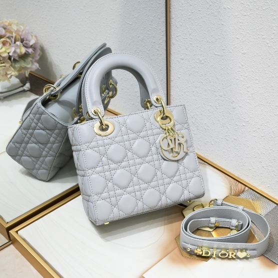 Dior-Four Grid Sheepskin Enamel Buckle Daifei bag