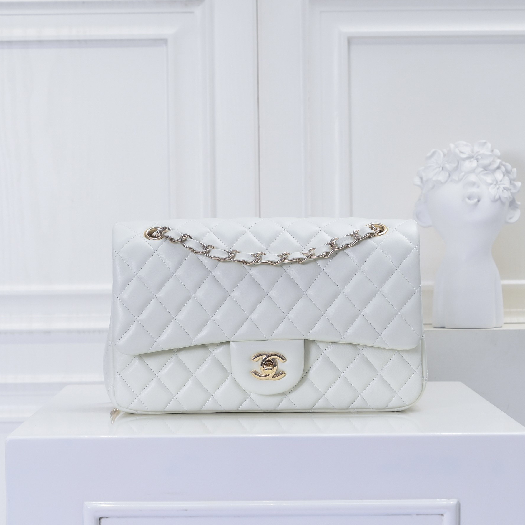 CHANEL -  Classic Flap CF Sheepskin Flap Crossbody Shoulder Bag