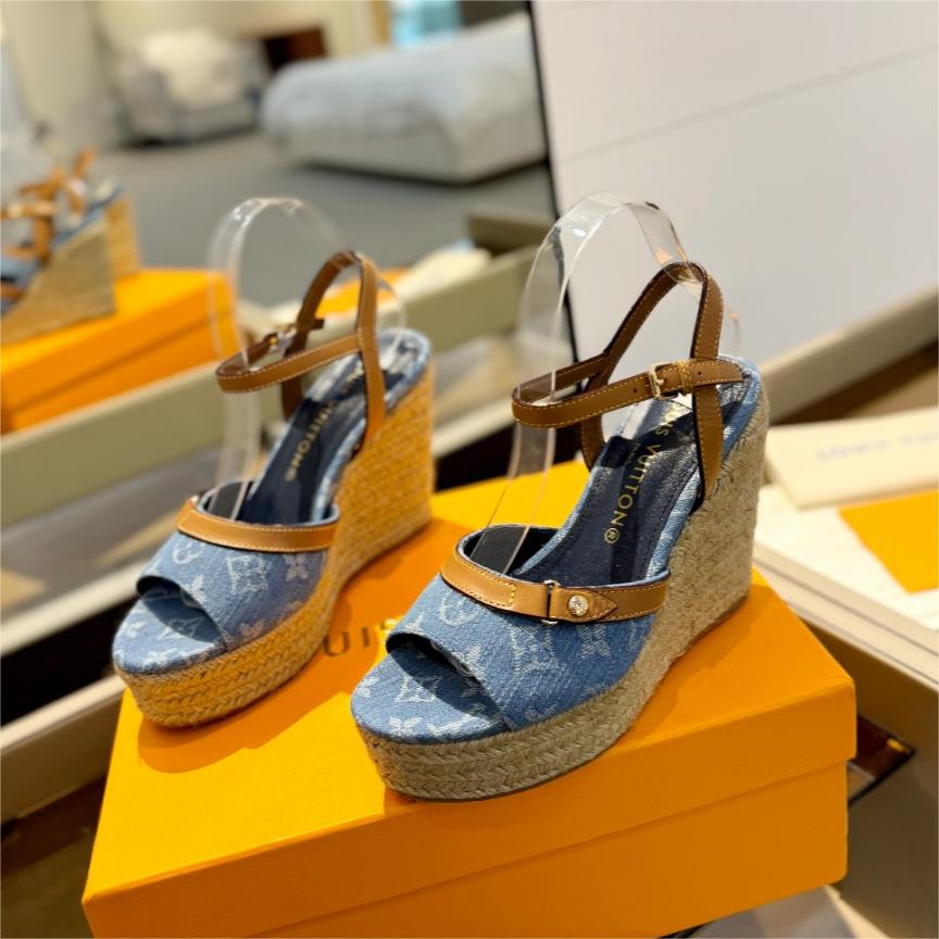 LV-2024 Latest Runway Style Thick Soled Hemp Rope Sandals