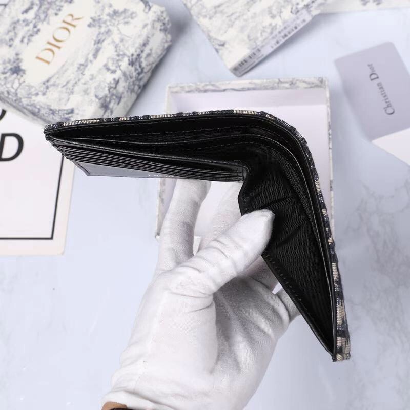Dior-Oblique printed double fold wallet