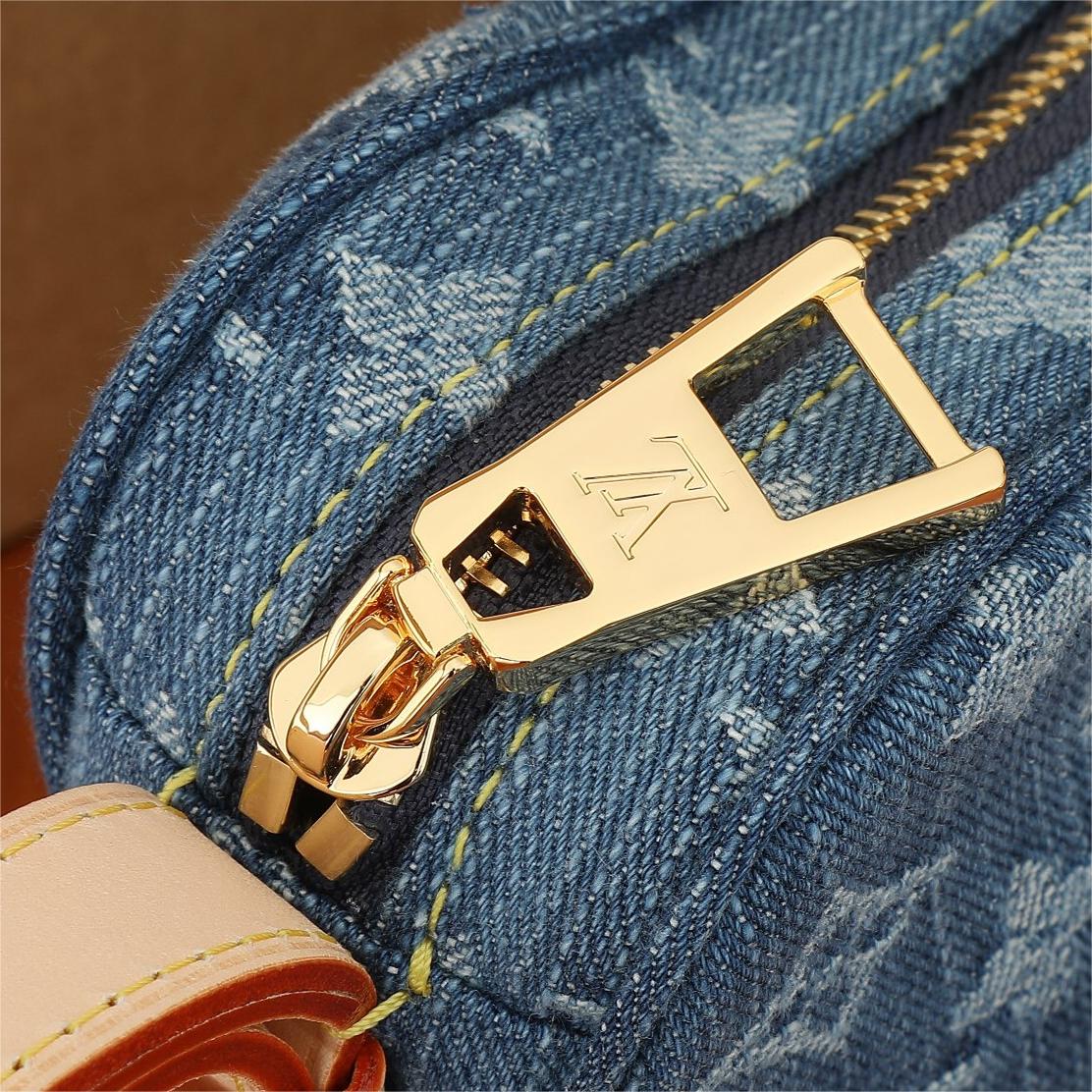 Lv-Croissant Medium Denim Handbag