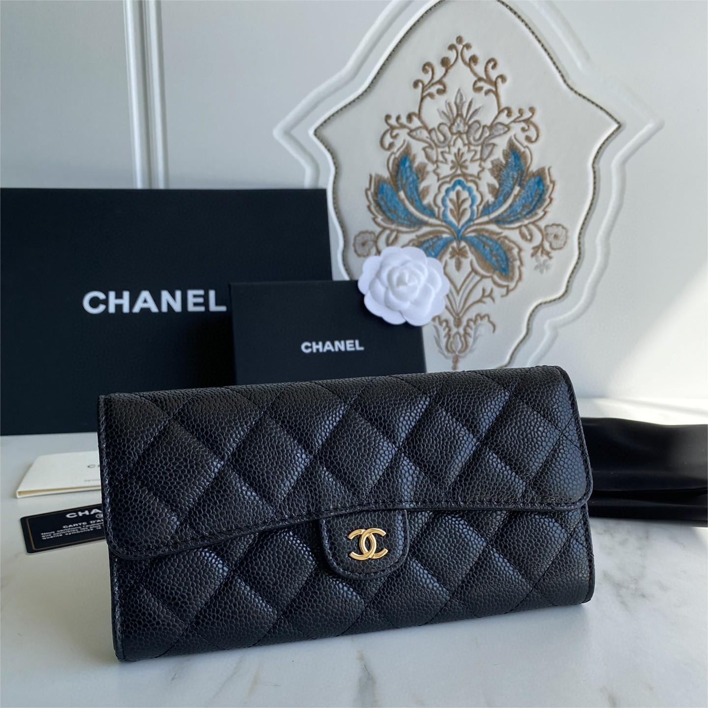 Chanel-Lychee patterned CF long wallet