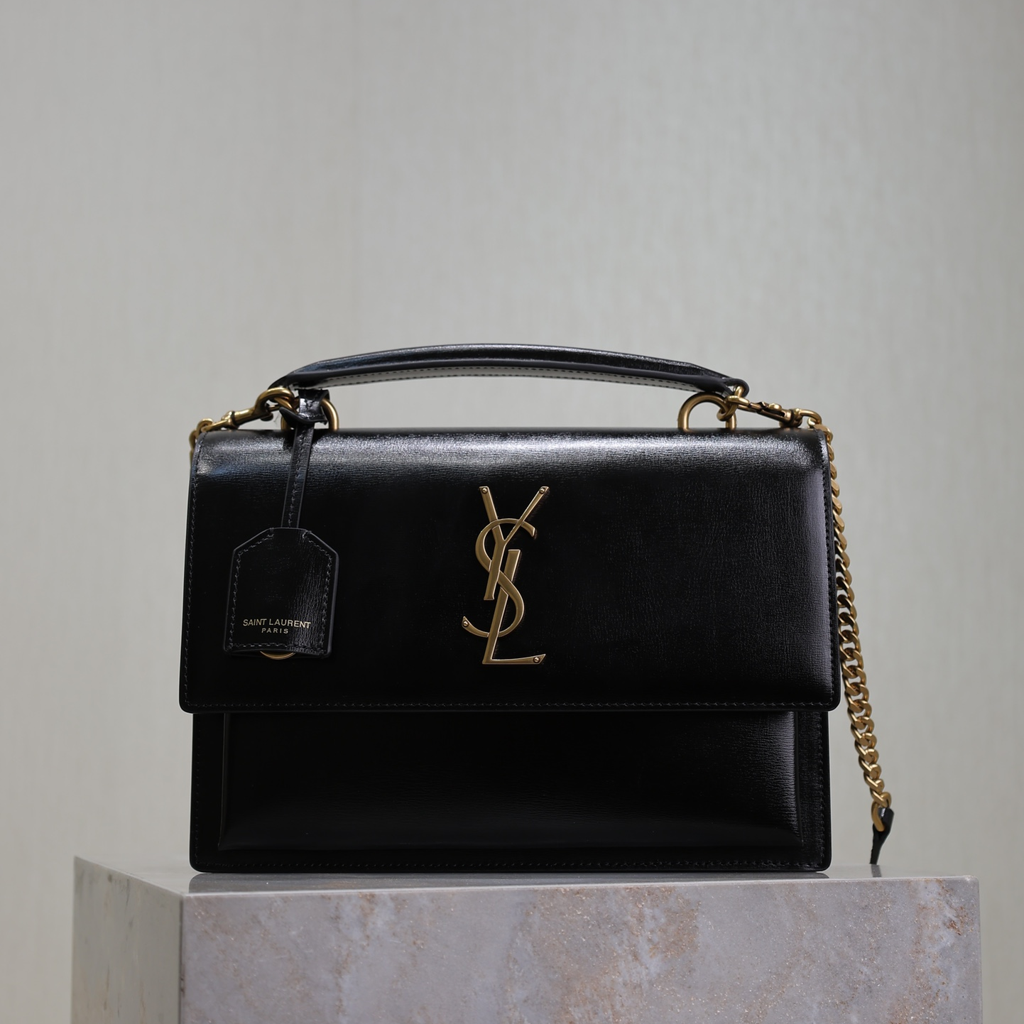 YSL- Sunset Gold Label Leather Top Handle Crossbody Shoulder Bag