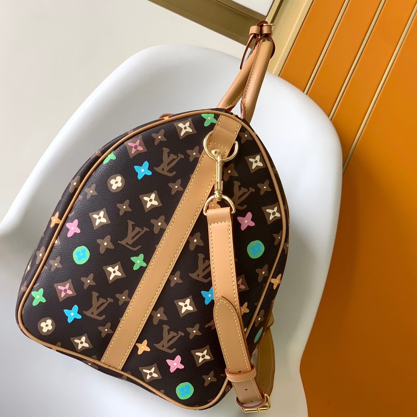 LV -Keepall 50 BROWN Leather Travel Bag