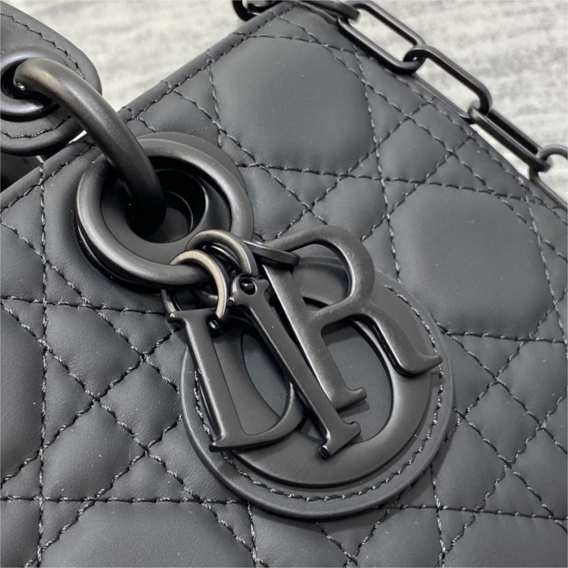 Dior-Lady horizontal version of Princess Diana frosted black bag