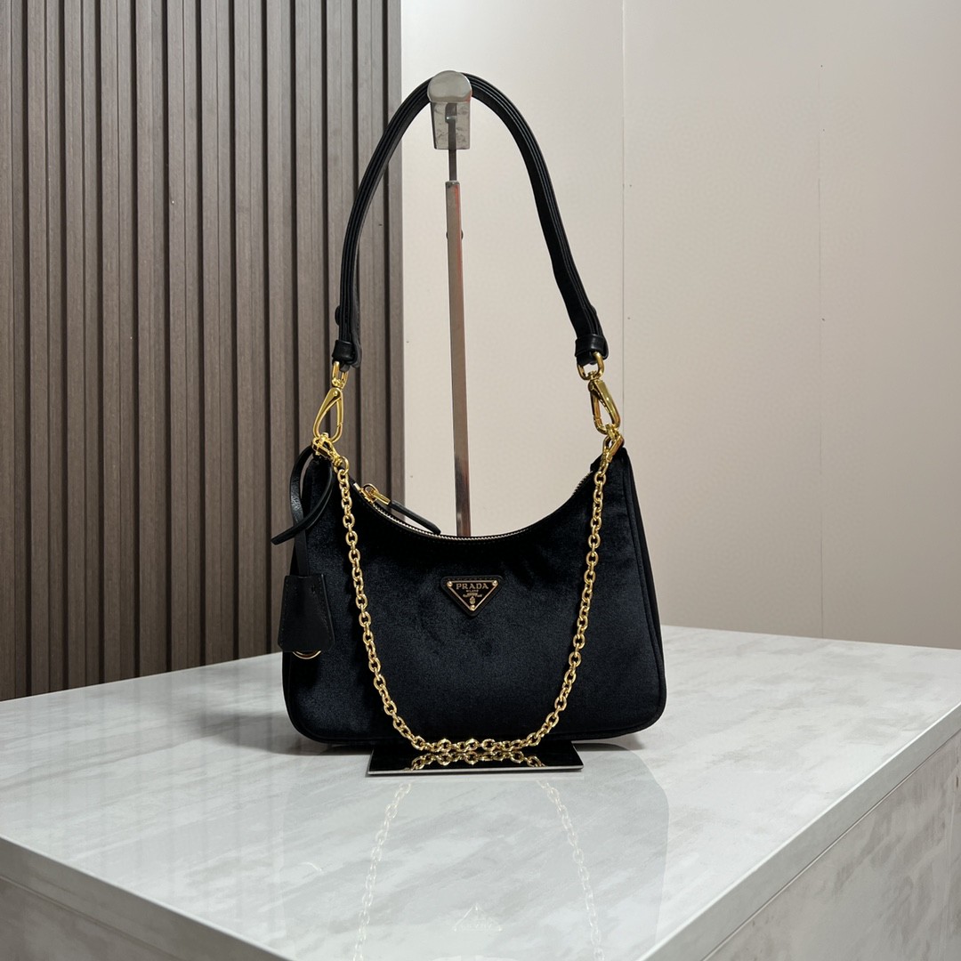 Prada-Velvet Hobo Handheld Underarm Bag Crossbody Bag