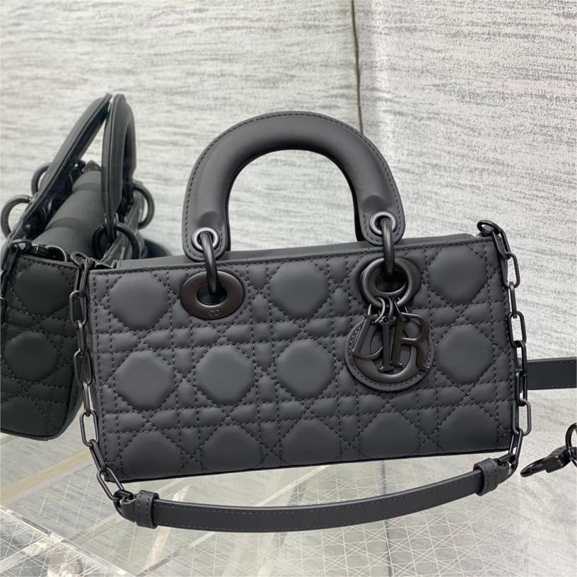 Dior-Lady horizontal version of Princess Diana frosted black bag