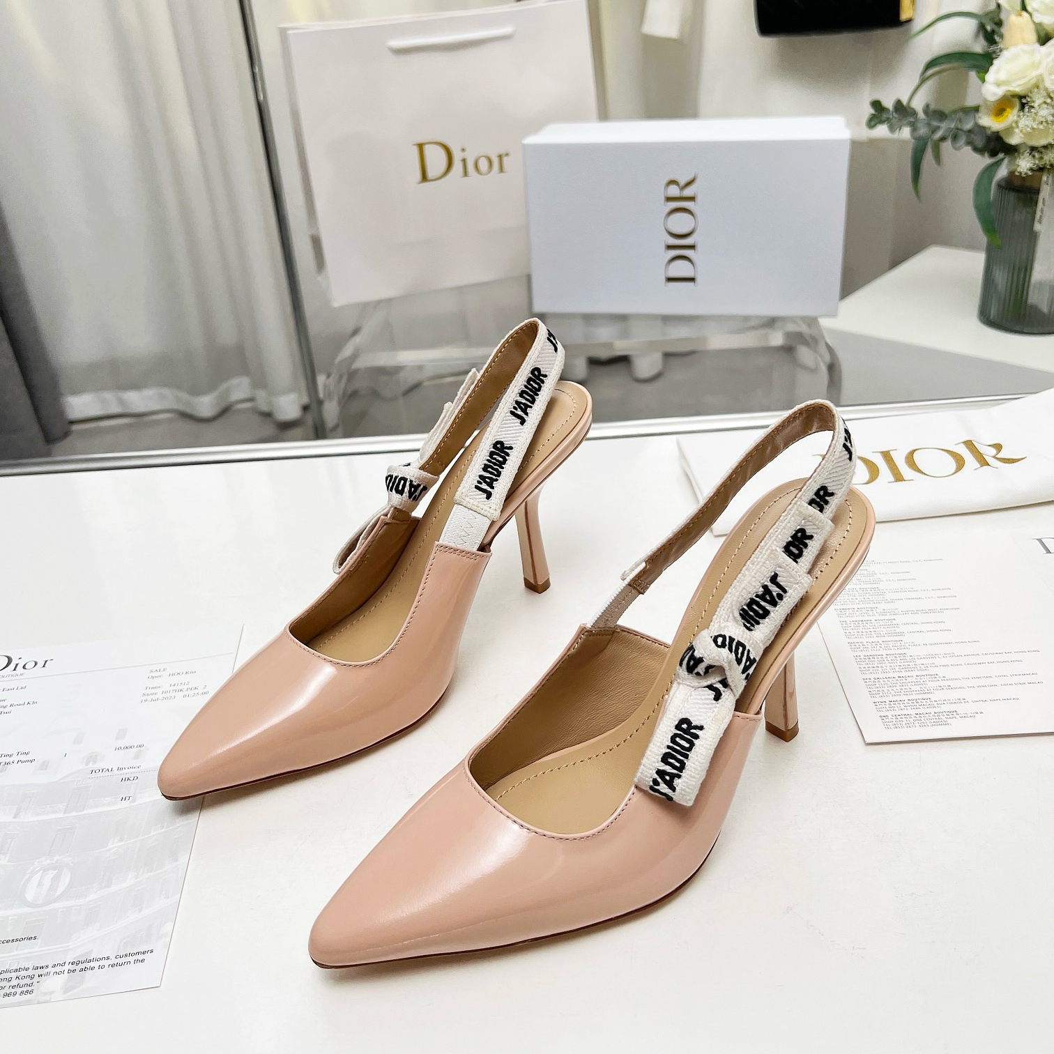 Dior-JA Dior white woven cat heel sandals