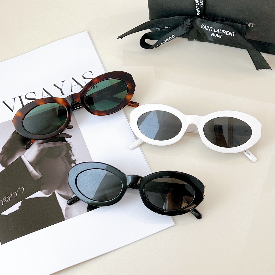 YSL-Cat Eye Round Frame Sunglasses