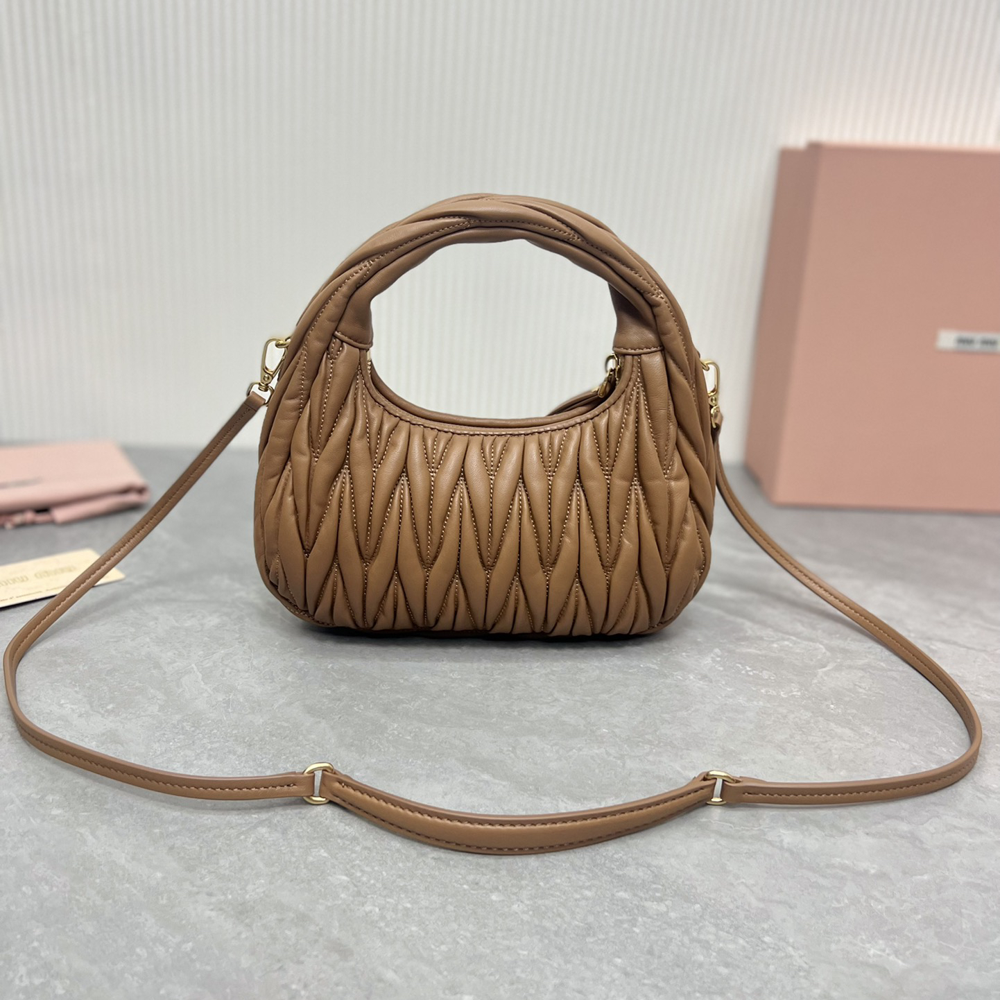 MIU MIU- Miuwander Metal Lettering Leather Women's Shoulder Crossbody Handbag