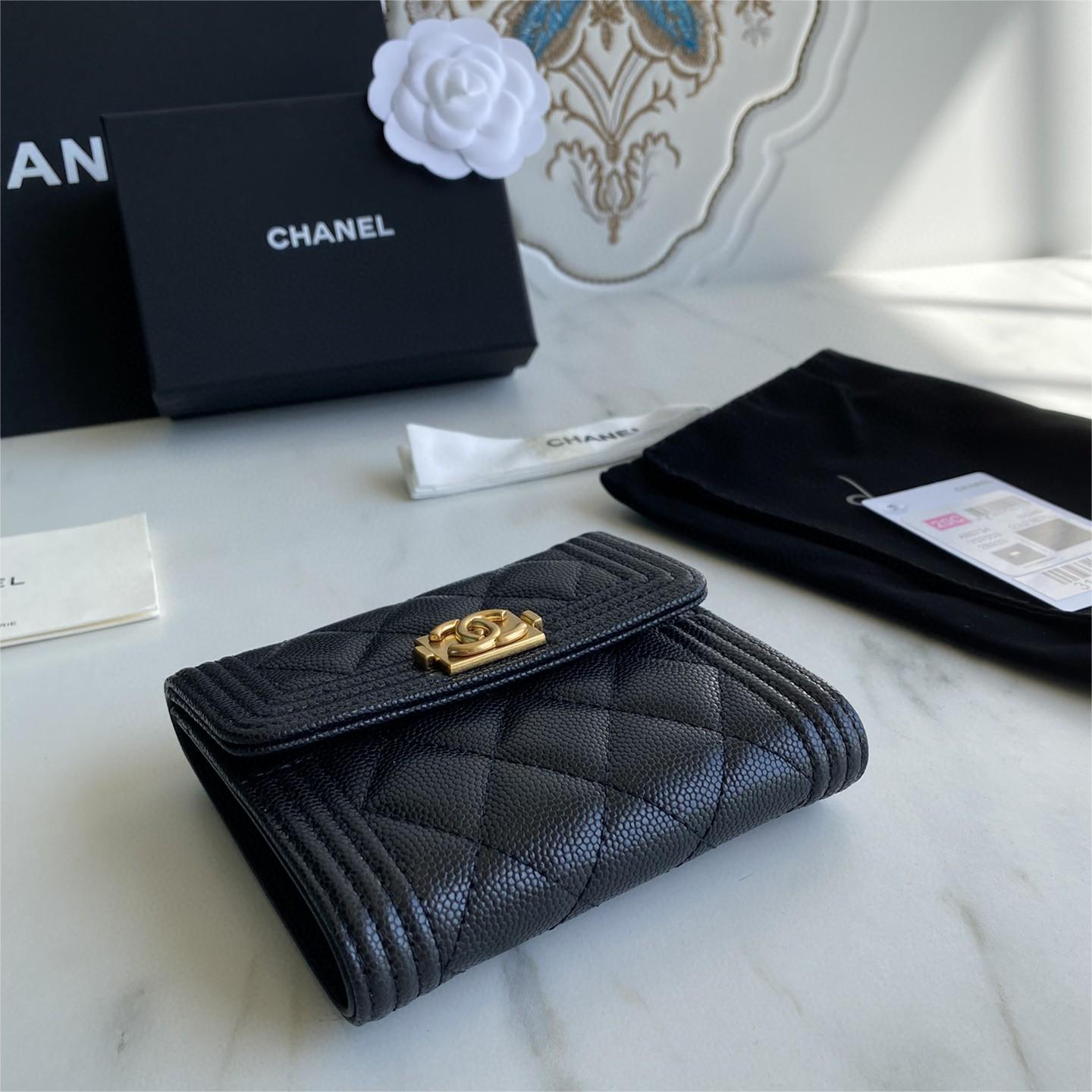 Chanel-Imported particle embossed cowhide wallet