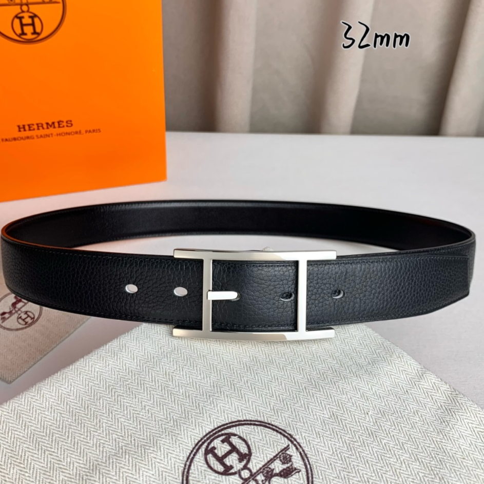 Hermes-Black Cowhide Belt