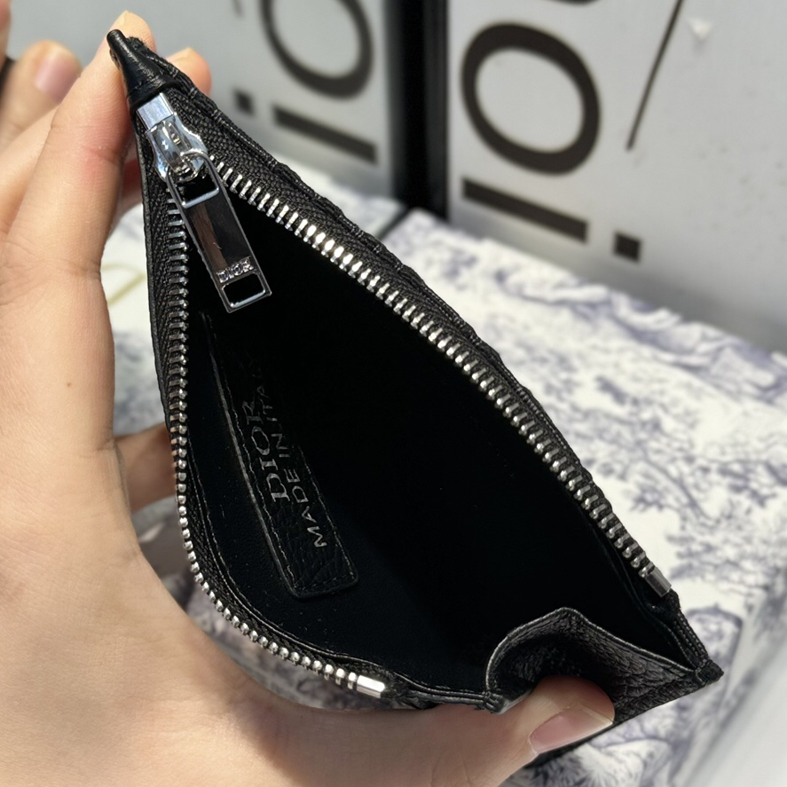 Dior-Black Cowhide Oblique Printed Zipper Clip