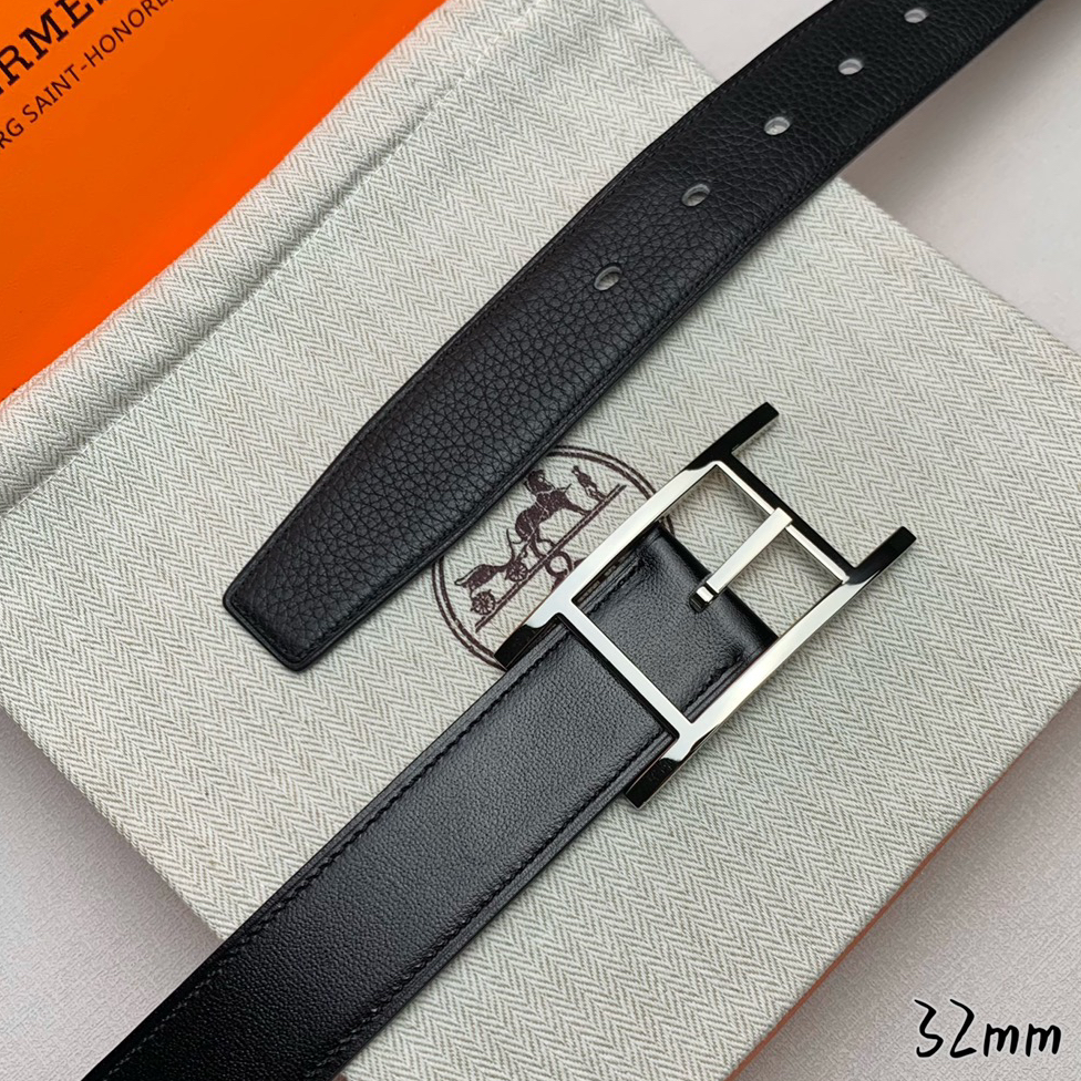 Hermes-Black Cowhide Belt